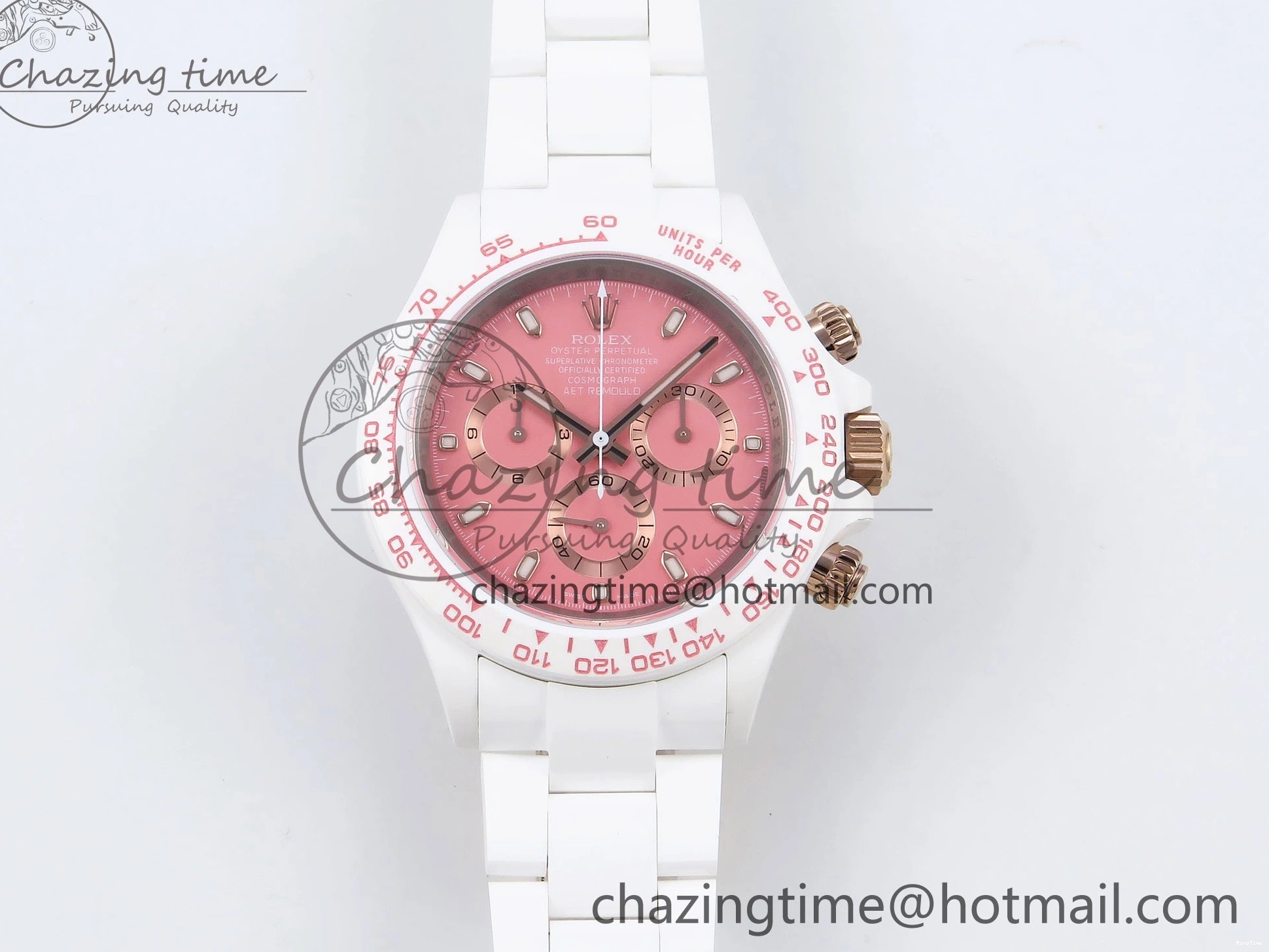 MiroTime 1231 TopPick Daytona AET White Solid Ceramic Case and Bracelet Pink Dial ZF 1:1 Best Edition SH 1650